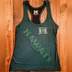 University Of Hawaii Warriors Logo & Print Scoop Neck Racer Back Tank Top Size M